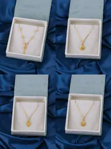 Brandsoon Women Brass Gold-Plated Set of 4 Chain with Pendant