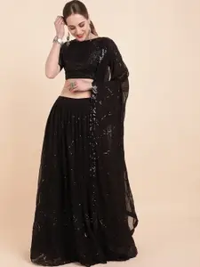 Sangria Black Embellished Sequinned Ready to Wear Lehenga & Semi-Stitched Blouse With Dupatta