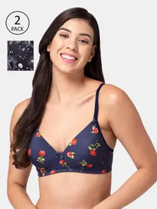 Tweens Blue & Black Floral Lightly Padded & Non Wired Bra