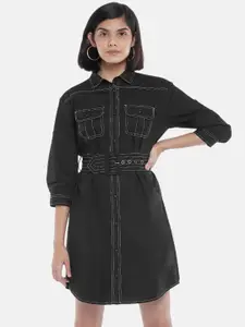 SF JEANS by Pantaloons Black Shirt Dress