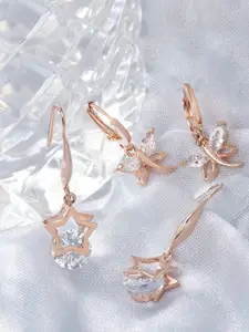 Zaveri Pearls Woman Rose Gold Contemporary Set of 2 Hoop Earrings
