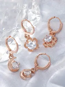 Zaveri Pearls Rose Gold Contemporary Set of 2 Hoop Earrings