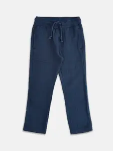 Pantaloons Junior Boys Navy Blue Solid Mid Rise Regular Trousers
