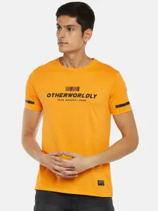 People Men Orange Typography T-shirt