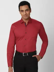 Peter England Men Red Cotton Formal Shirt