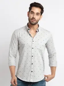 Status Quo Men Grey Slim Fit Printed Casual Shirt