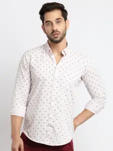 Status Quo Men Pink Slim Fit Printed Cotton Casual Shirt