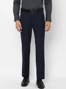 Louis Philippe Men Navy Blue Solid Formal Trousers