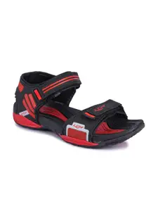 Lancer Men Black & Red Solid Sports Sandals