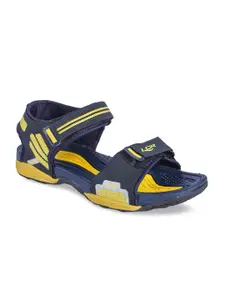Lancer Men Navy Blue & Yellow Solid Sports Sandals