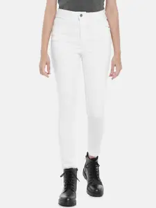 SF JEANS by Pantaloons Women White Solid Mid Rise Skinny Fit High-Rise Jeans