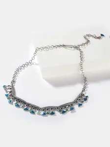 SHAYA Silver-Toned & Blue 925 Silver Necklace