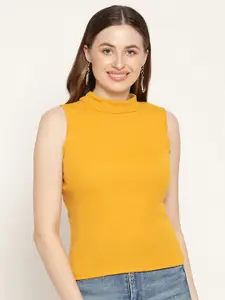 Miaz Lifestyle Yellow Sleeveless Organic Cotton Top