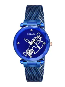 Mikado Women Blue Embellished Dial & Blue Straps Analogue Watch Blue Heart 6666