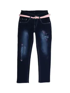 V-Mart Girls Blue Low Distressed Light Fade Stretchable Jeans