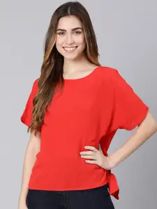 Oxolloxo Red Solid Crepe Top
