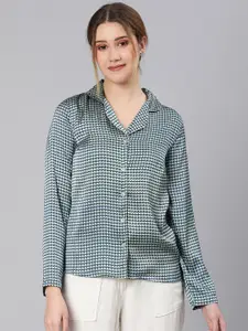Oxolloxo Women Green Relaxed Gingham Checks Checked Casual Shirt