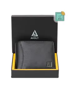 AVOLT Men Black Leather Two Fold Wallet