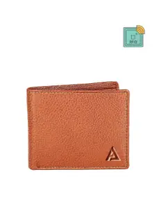 AVOLT Men Tan Textured Leather Two Fold Wallet