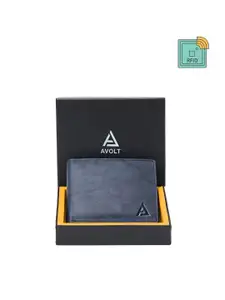 AVOLT Men Blue Leather Two Fold Wallet