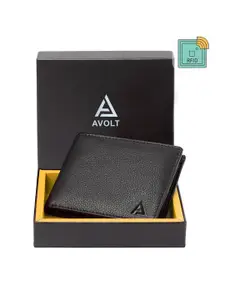 AVOLT Men Black Leather Two Fold Wallet