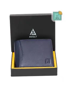 AVOLT Men Blue Leather Two Fold Wallet