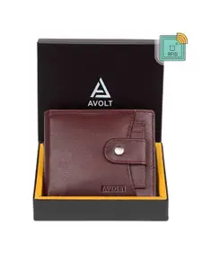 AVOLT Men Maroon Leather Two Fold Wallet