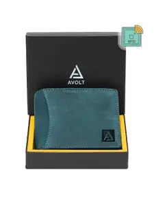 AVOLT Men Blue Leather Two Fold Wallet