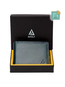 AVOLT Men Blue Leather Two Fold Wallet