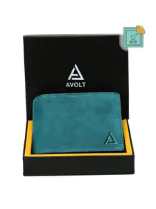 AVOLT Men Blue Leather Two Fold Wallet