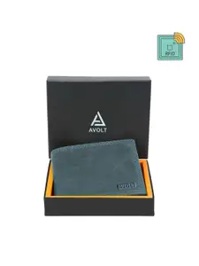 AVOLT Men Blue Leather Two Fold Wallet