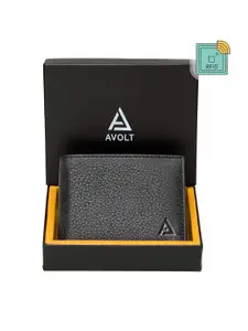 AVOLT Men Black Leather Two Fold Wallet