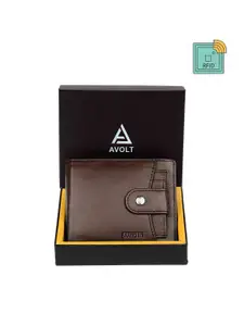 AVOLT Men Brown Leather Two Fold Wallet