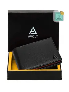 AVOLT Men Black Leather Two Fold Wallet