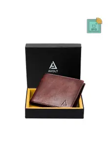 AVOLT Men Brown Leather Two Fold Wallet