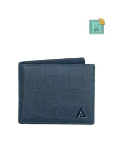 AVOLT Men Blue Animal Textured Leather Two Fold Wallet