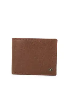 Van Heusen Men Brown Textured Leather Two Fold Wallet