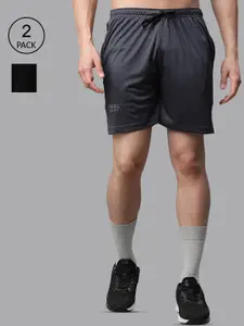 VIMAL JONNEY Men Pack of 2 Black & Grey Training or Gym Shorts