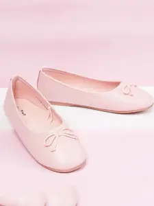 max Girls Pink PU Slip-On Ballerinas