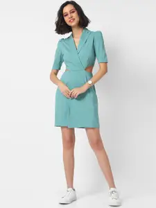 Campus Sutra Green Solid Cotton Dress