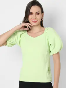 Campus Sutra Green Crepe Top