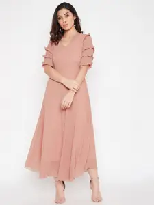 HELLO DESIGN Cream-Coloured Georgette Maxi Dress