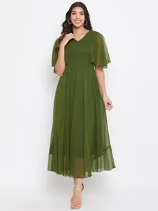 HELLO DESIGN Lime Green Georgette Midi Dress
