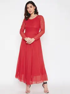 HELLO DESIGN Red Georgette Maxi Dress