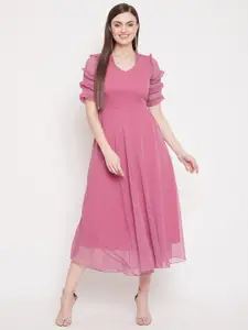 HELLO DESIGN Pink Georgette A-Line Maxi Dress