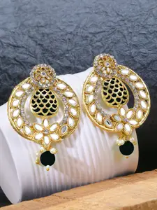 LIVE EVIL Black & Gold-Toned Contemporary Drop Earrings