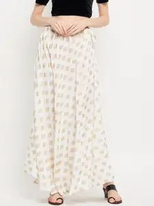 Clora Creation Women Cream Printed Maxi Skirt