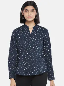 Annabelle by Pantaloons Women Navy Blue Floral Printed Casual Shirt