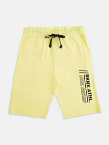 Pantaloons Junior Boys Yellow Typography Printed Cotton Shorts