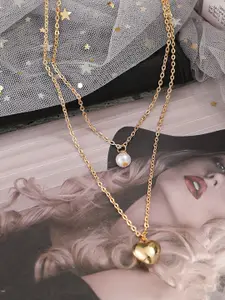 HOT AND BOLD Gold-Plated & White Layered Necklace